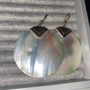 White rainbow hue abalone shell earrings